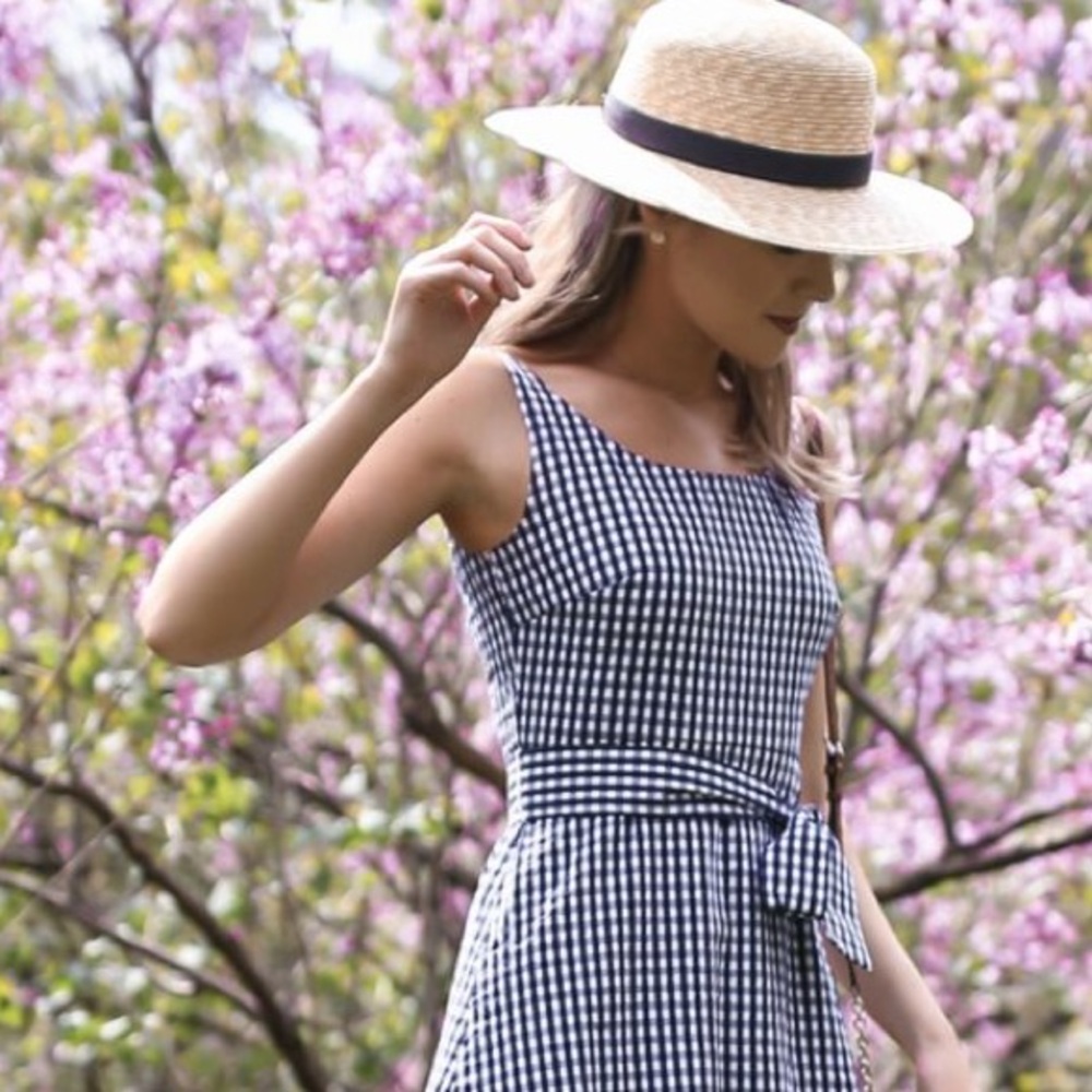 J. Crew Gingham Ruffle Hem Midi Dress Removable Belt - Picture 5 of 11